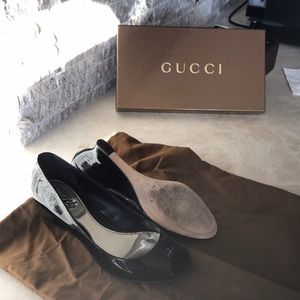 Open toed wedge.  Used, perfect condition